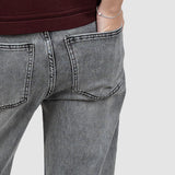 Pantaloni femei denim croială largă talie medie gri