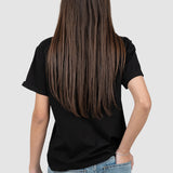 Tricou femei negru cu aplicație colier decorativ la guler