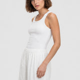 Pantaloni damă din bumbac brodat alb cu croială wide leg