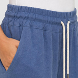 Pantaloni damă din amestec de in cu croială wide leg albaștri