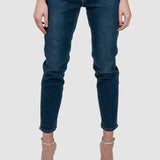 Pantaloni denim damă conici albastru stretch