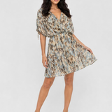Rochie damă scurtă petrecută cu imprimeu bej/blue mix