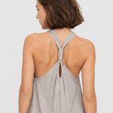 Rochie damă maxi cu decolteu în V și bretele halter bej