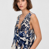 Rochie damă maxi cu imprimeu floral bleumarin mix