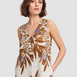 Rochie damă midi din vâscoză cu imprimeu floral multicolor