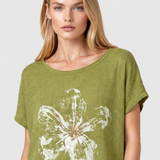 Rochie damă din bumbac și in cu imprimeu floral fistic