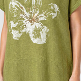 Rochie damă din bumbac și in cu imprimeu floral fistic