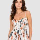 Rochie damă midi cu imprimeu floral roz mix
