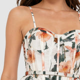 Rochie damă midi cu imprimeu floral roz mix