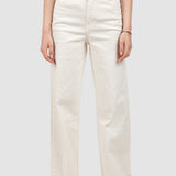 Pantaloni damă wide leg din bumbac crem