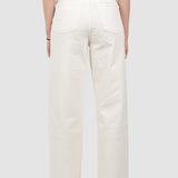 Pantaloni damă wide leg din bumbac crem