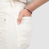 Pantaloni damă wide leg din bumbac crem