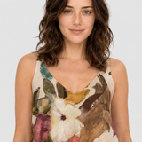 Top damă din vâscoză cu imprimeu floral multicolor