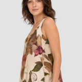 Top damă din vâscoză cu imprimeu floral multicolor