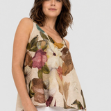 Top damă din vâscoză cu imprimeu floral multicolor