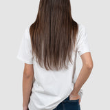 Tricou femei alb cu imprimeu grafic peisaj