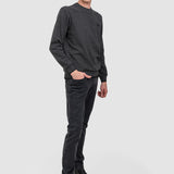 Pulover bărbați din bumbac cu guler rotund uni