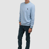 Pulover bărbați din bumbac cu guler rotund uni