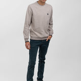 Pulover bărbați din bumbac cu guler rotund uni