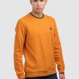 Pulover bărbați din bumbac cu guler rotund uni