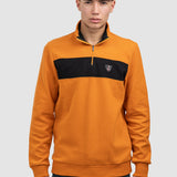 Pulover bărbați cu fermoar scurt și bandă contrast