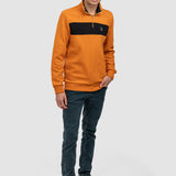 Pulover bărbați cu fermoar scurt și bandă contrast