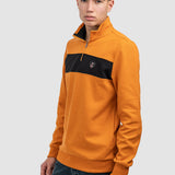 Pulover bărbați cu fermoar scurt și bandă contrast