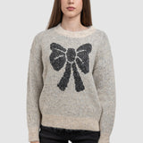 Pulover de damă cu fundă decorativă