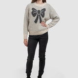 Pulover de damă cu fundă decorativă