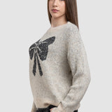 Pulover de damă cu fundă decorativă