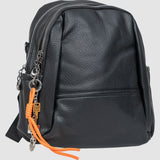 Rucsac damă negru cu fermoar dublu și breloc