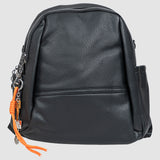 Rucsac damă negru cu fermoar dublu și breloc