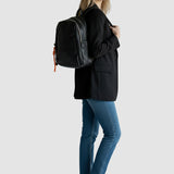 Rucsac damă negru cu fermoar dublu și breloc
