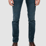 Pantalon denim bărbați slim fit din bumbac elastic albastru