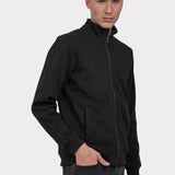 Jachetă bărbați cu fermoar cu guler înalt, neagră