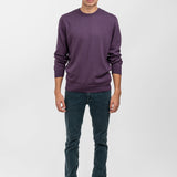 Pulover bărbați din bumbac cu guler rotund, mov