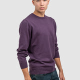 Pulover bărbați din bumbac cu guler rotund, mov