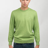 Pulover bărbați din bumbac cu guler rotund, verde