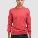 Pulover bărbați din bumbac cu guler rotund, corai