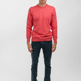 Pulover bărbați din bumbac cu guler rotund, corai