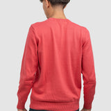 Pulover bărbați din bumbac cu guler rotund, corai