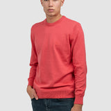 Pulover bărbați din bumbac cu guler rotund, corai