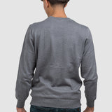 Pulover bărbați cu guler rotund din bumbac mixt, gri
