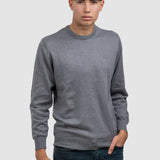 Pulover bărbați cu guler rotund din bumbac mixt, gri