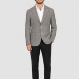 Sacou bărbați slim fit maro deschis cu textură melanj