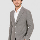 Sacou bărbați slim fit maro deschis cu textură melanj