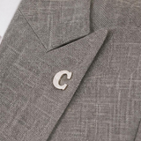 Sacou bărbați slim fit maro deschis cu textură melanj