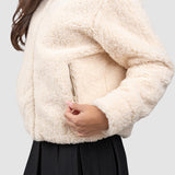 Jachetă blană ecologică, crem