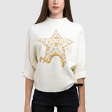 Pulover de damă cu stea decorativă și design elegant