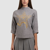 Pulover de damă cu stea decorativă și design elegant